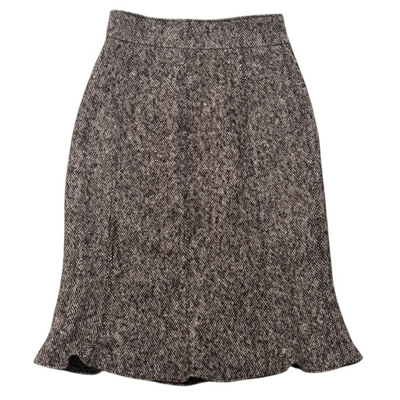 Hugo Boss Brown Tweed Wool Blend Skirt A Line Size 6 Work Party Luxury Textured